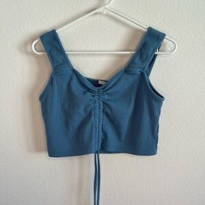 Colza women’s blue ribbed crop top‎ size small